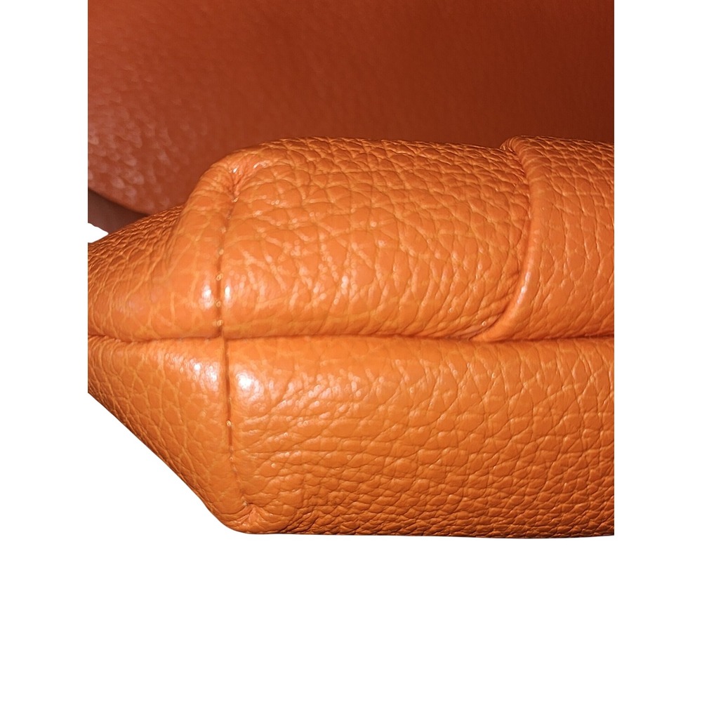 MCM Orange Pebbled Leather Shoulder Bag Gold Chain Studded Flap 2way Bag Luxury - Picture 7 of 8
